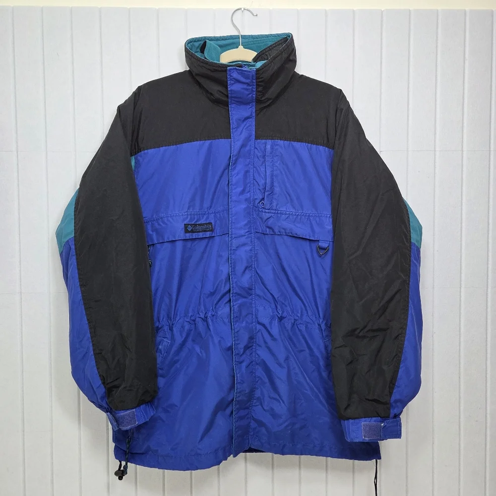 Columbia Vintage Men's Size XL blue full zip‎ colorblock vtg 90s Winter Jacket